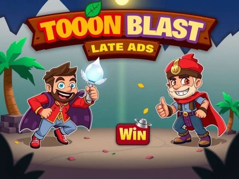 Toon Blast Ads Win फीचर दिखाता हुआ मोबाइल स्क्रीन
