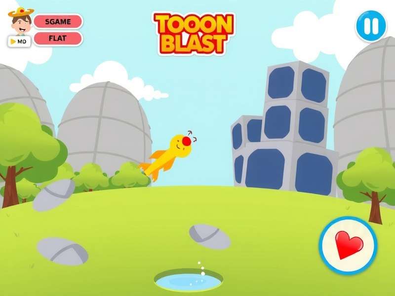 Toon Blast gameplay screenshot showing colorful cubes and characters
