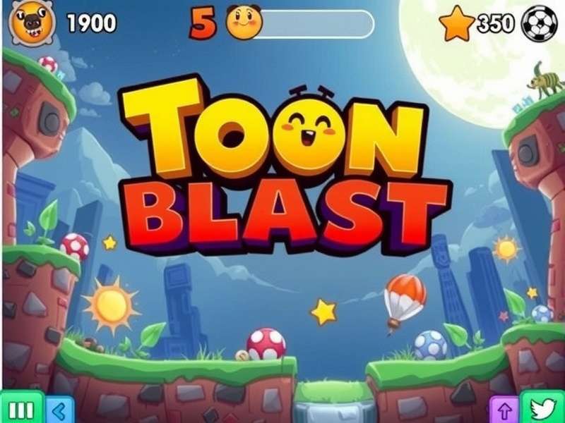 Toon Blast Gameplay on Mobile Device showing colorful puzzles