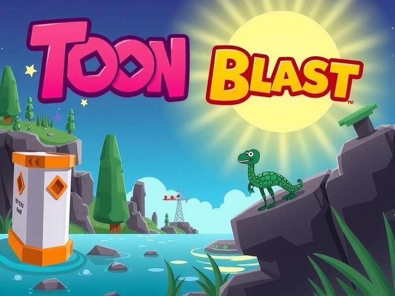 Toon Blast OST Visual Representation with headphones and colorful game elements