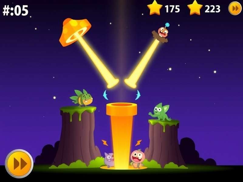Toon Blast game level screenshot showing colorful cubes and boosters