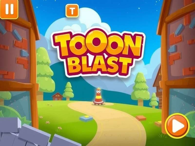 Toon Blast Gameplay Scene showing colorful cubes and boosters