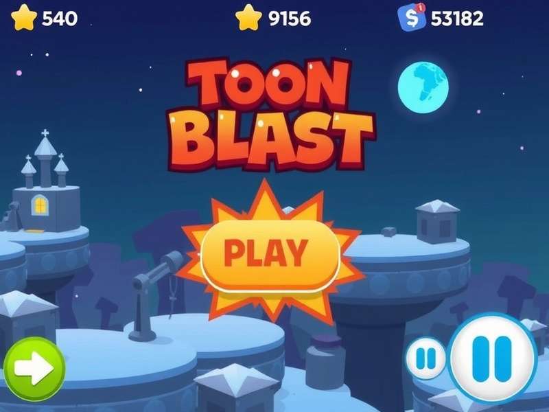 Colorful Toon Blast game interface with cartoon characters and puzzles