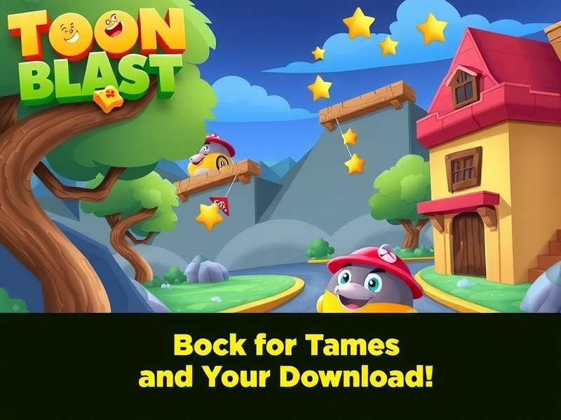 Toon Blast Gameplay on Mobile Screen showing colorful blocks and puzzles