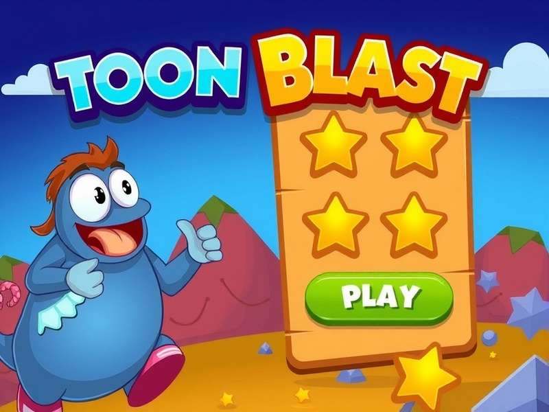 Toon Blast game levels and colorful interface on a mobile device