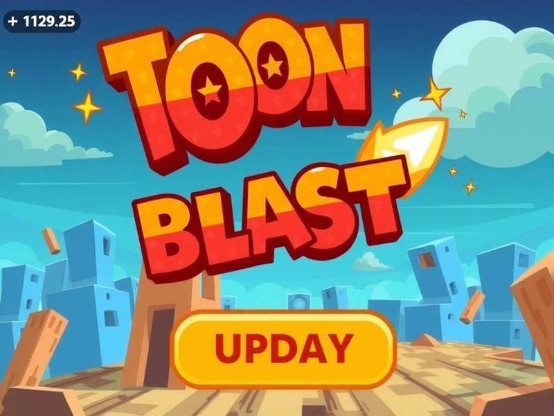 Toon Blast new update interface showing colorful levels and new power-ups