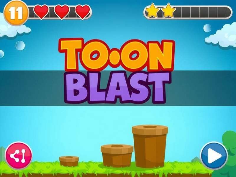 Strategic gameplay view of Toon Blast on a mobile device, showing a complex level with rockets and disco balls.
