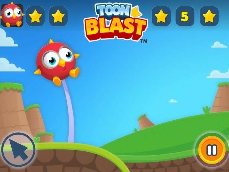 Toon Blast gameplay screenshot showing colorful cartoon blocks and characters