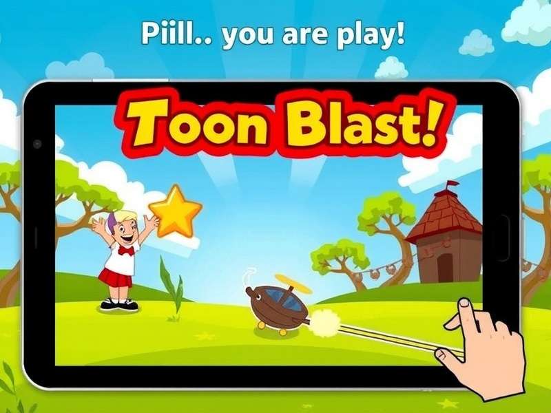 Toon Blast gameplay on Kindle device showing colorful puzzle levels
