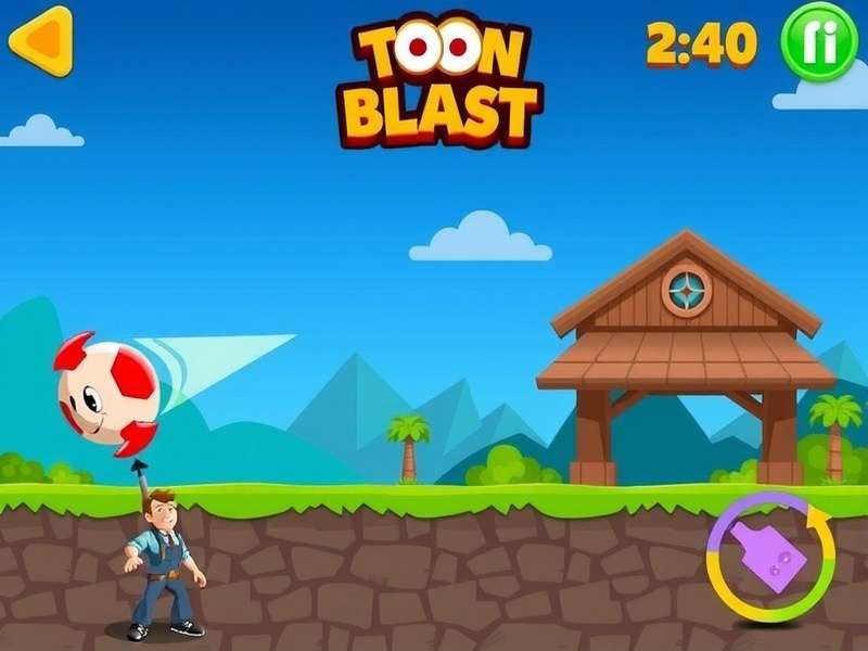 Toon Blast gameplay showing colorful blocks and boosters