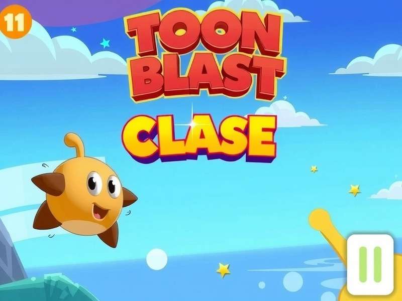 Toon Blast gameplay on Android phone showing colourful cubes and match-3 action
