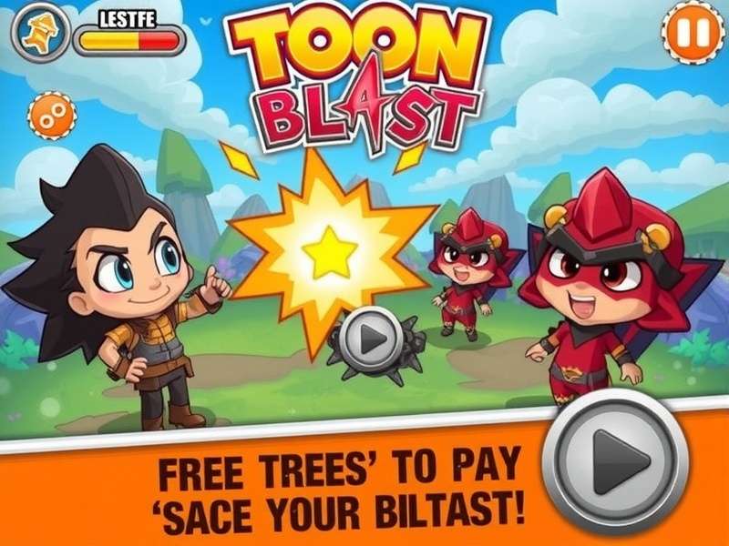 Toon Blast gameplay on Amazon Kindle Fire device showing colorful cubes and boosters