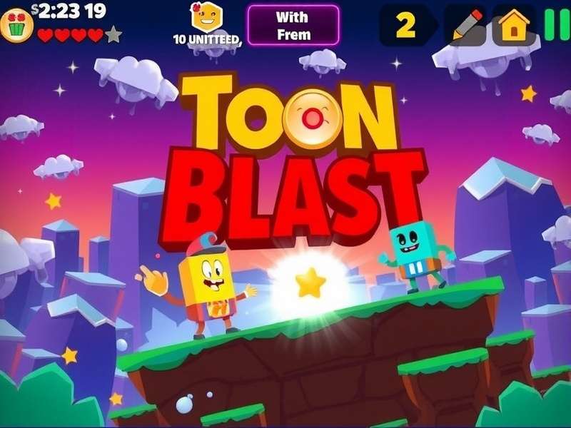 Toon Blast Level 101 puzzle board with cubes and boosters