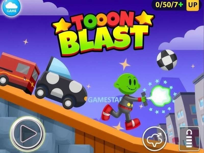 Toon Blast game free download for PC – playing on a Windows laptop with colorful cubes and boosters